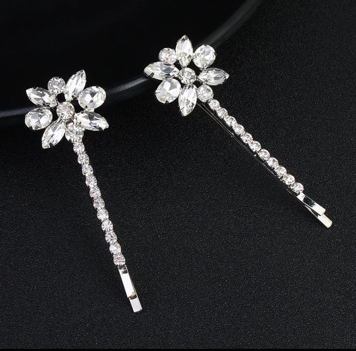 Rhinestone Flower Clips